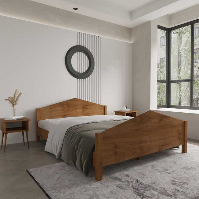 Milan Model Natural Pine Wood Bedstead